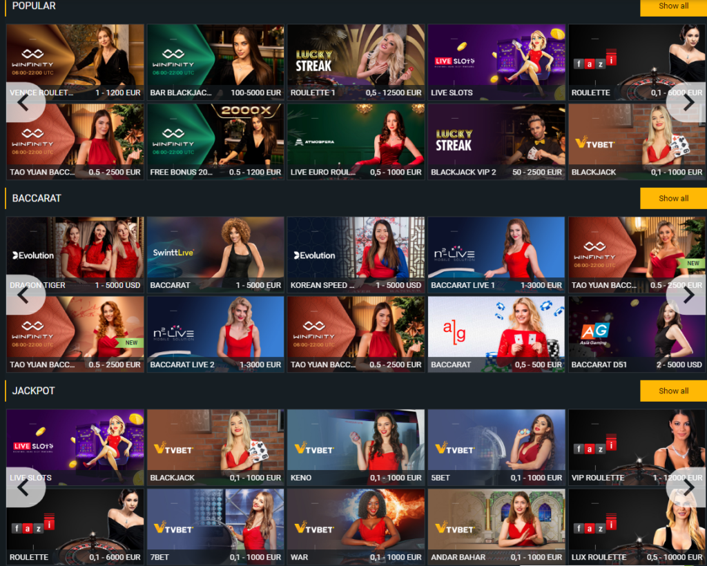 Live dealer games at Melbet online casino in Bangladesh